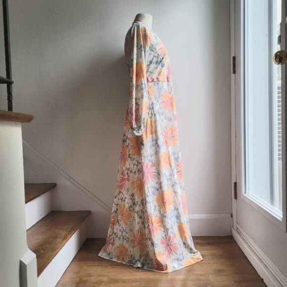 Rare Vtg OLGA Secret Wrap-Up Flower Burst Wrap Robe Small - Picture 8 of 11